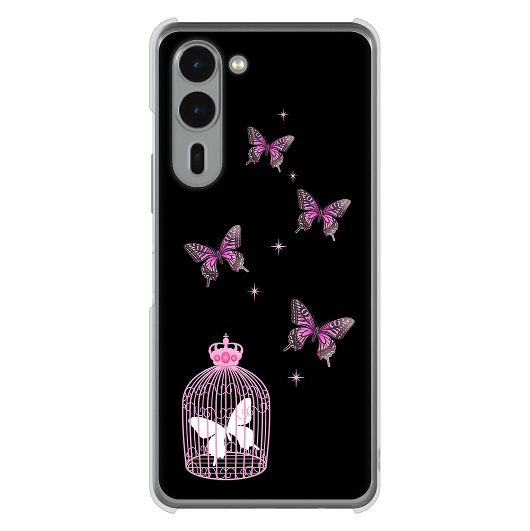 arrows We2 Plus F-51E docomo 高画質仕上げ 背面印刷 ハードケースむかいあぐる 蝶の王冠鳥かご