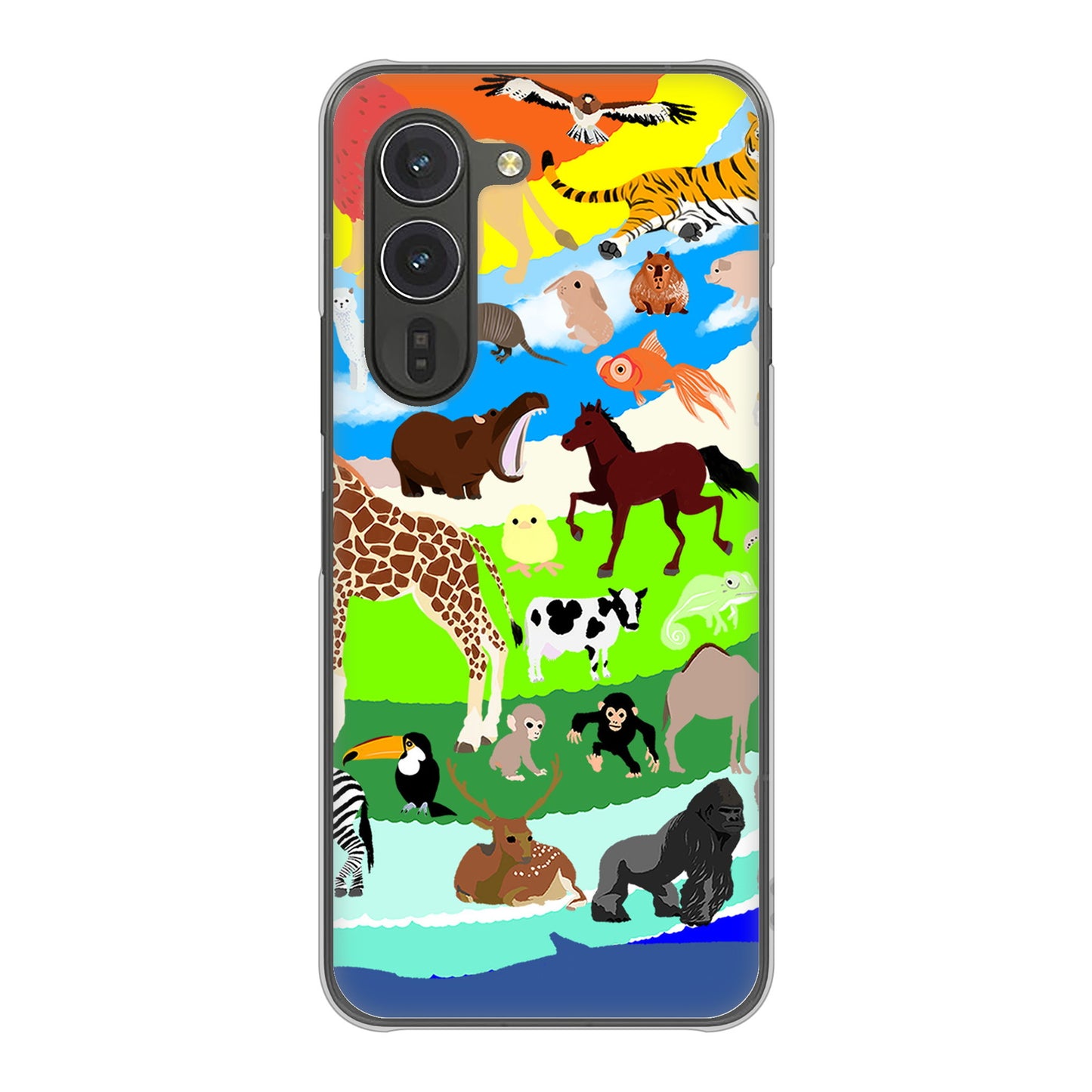 arrows Alpha F-51F docomo 高画質仕上げ 背面印刷 ハードケース 【YJ201 アニマルプラネット】