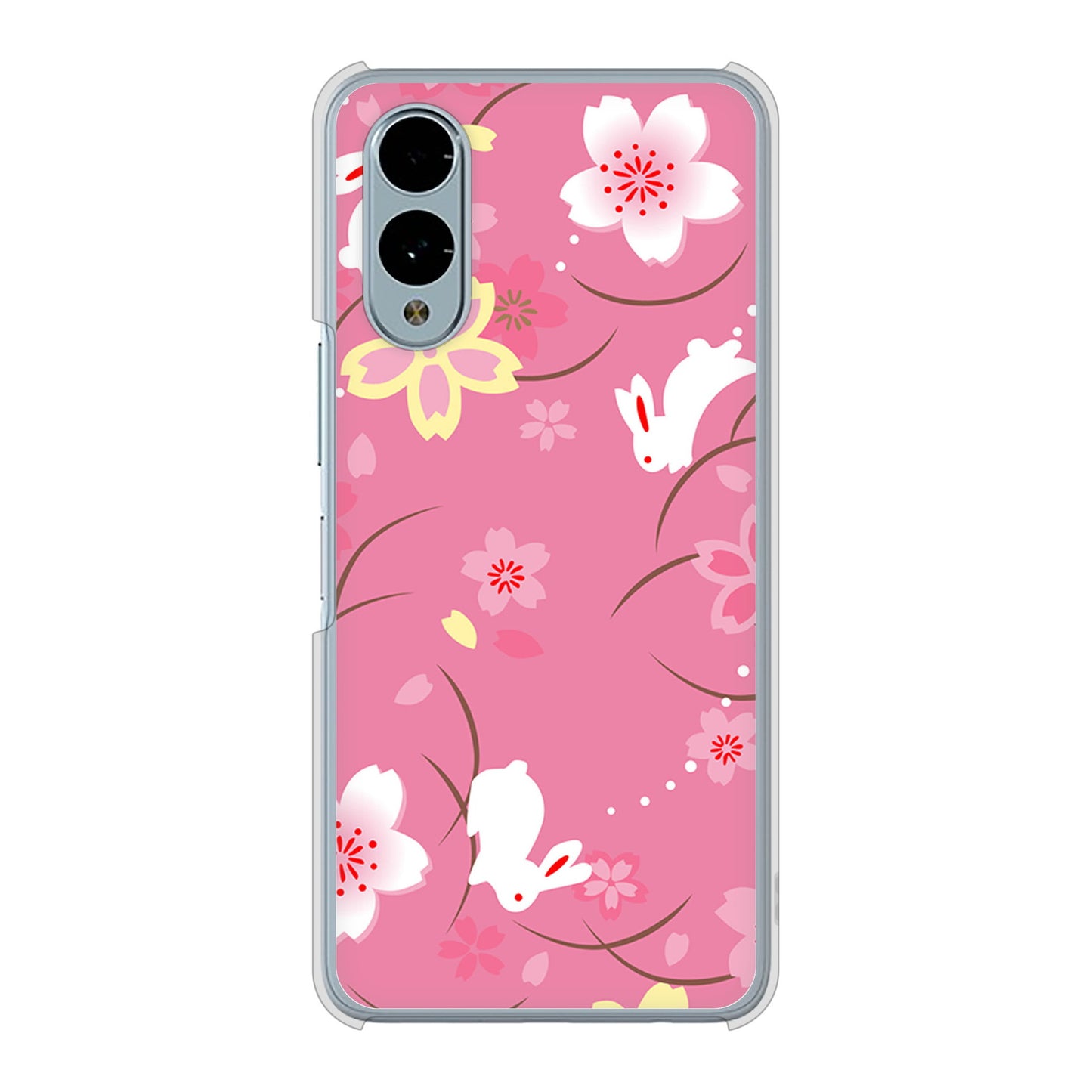 arrows We2 F-52E docomo 高画質仕上げ 背面印刷 ハードケース 【149 桜と白うさぎ】