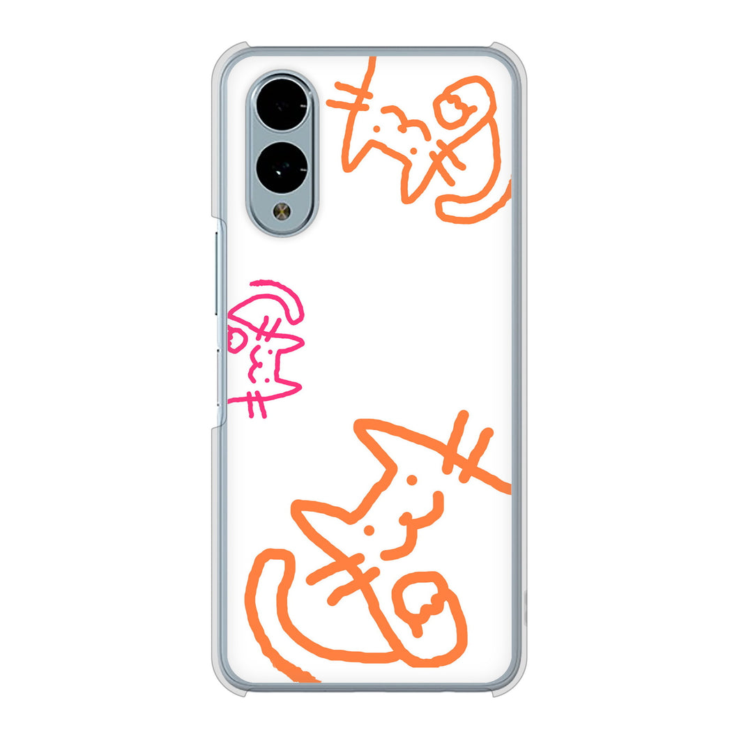 arrows We2 F-52E docomo 高画質仕上げ 背面印刷 ハードケース 【1098 手まねきする3匹のネコ】