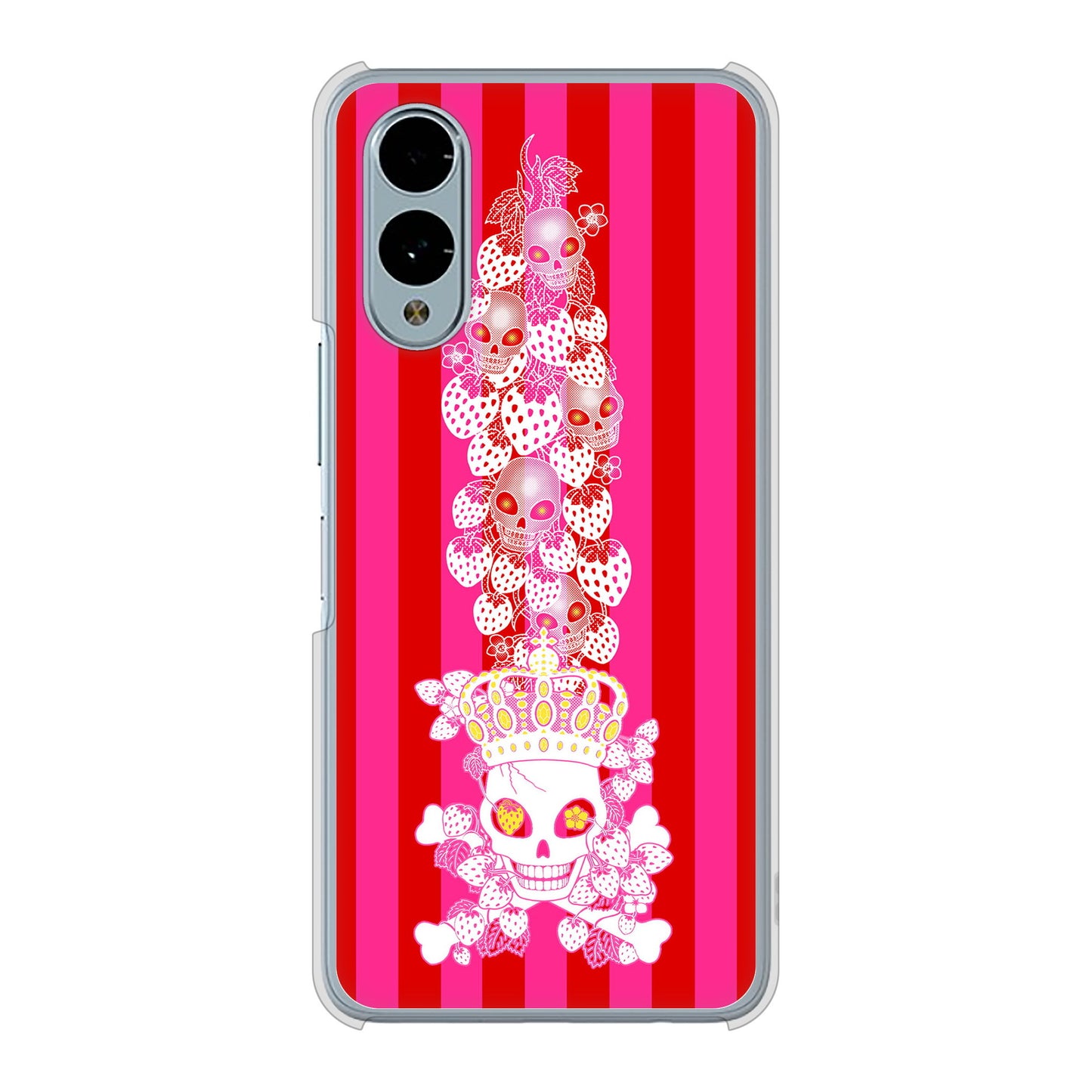 arrows We2 F-52E docomo 高画質仕上げ 背面印刷 ハードケースむかいあぐる 苺骸骨王冠蔦