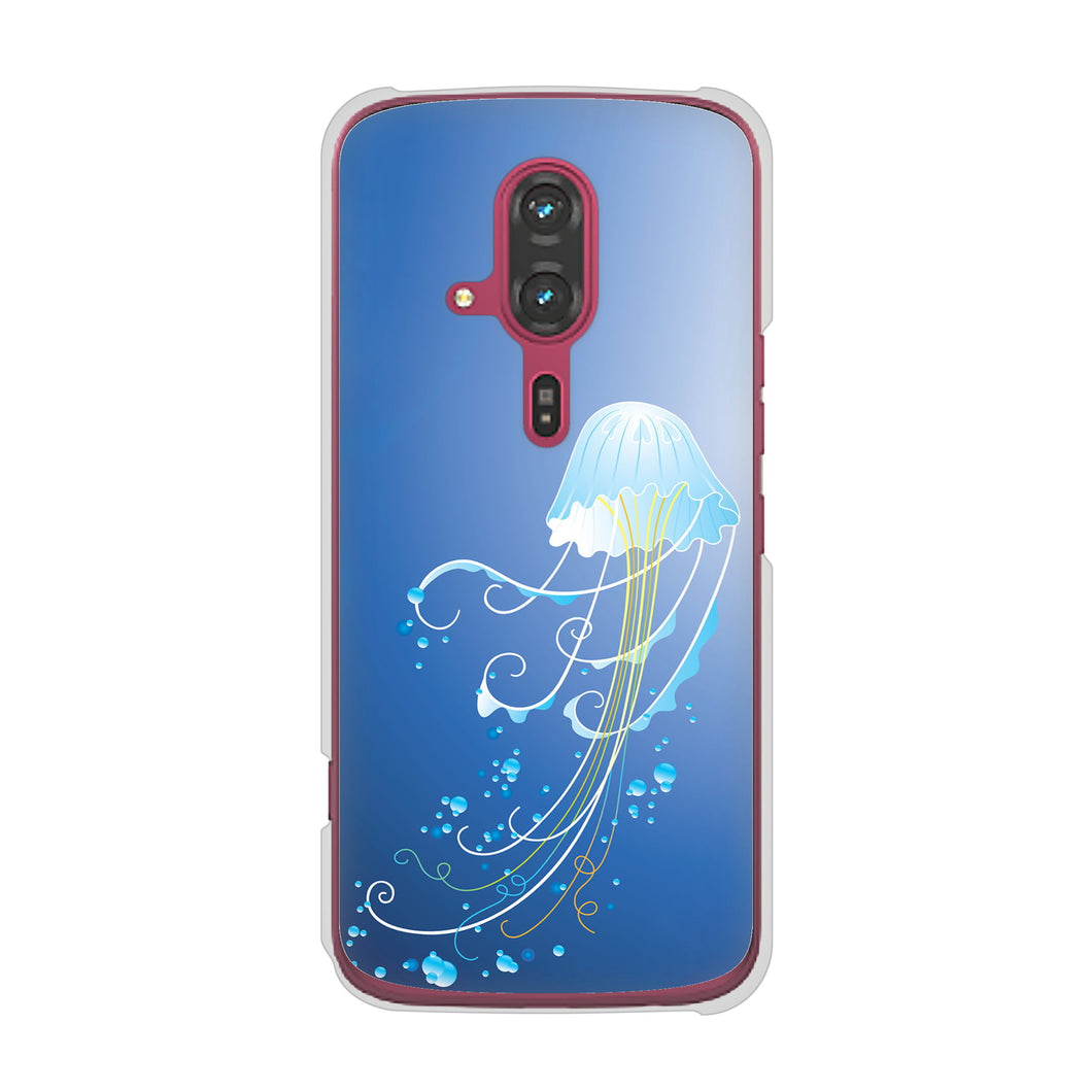 らくらくスマートフォン F-53E docomo 高画質仕上げ 背面印刷 ハードケース 【362 ジェリーフィシュ】