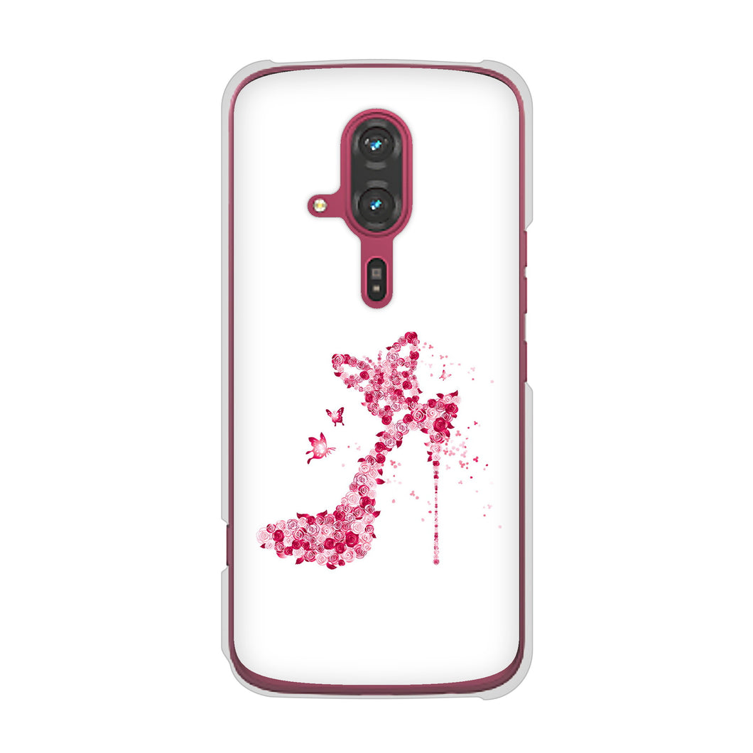 らくらくスマートフォン F-53E docomo 高画質仕上げ 背面印刷 ハードケース 【387 薔薇のハイヒール】
