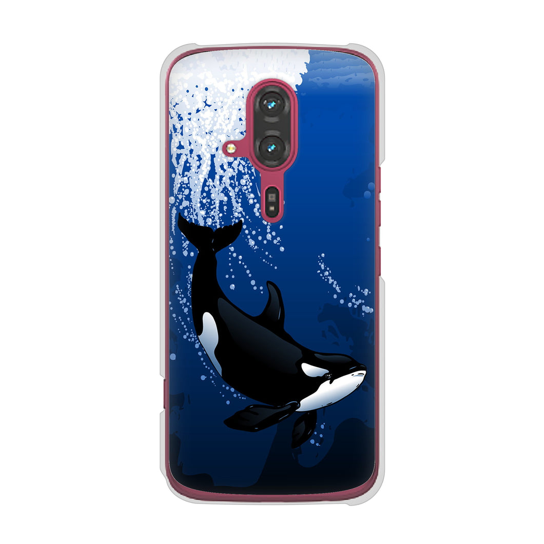 らくらくスマートフォン F-53E docomo 高画質仕上げ 背面印刷 ハードケース海の守り神