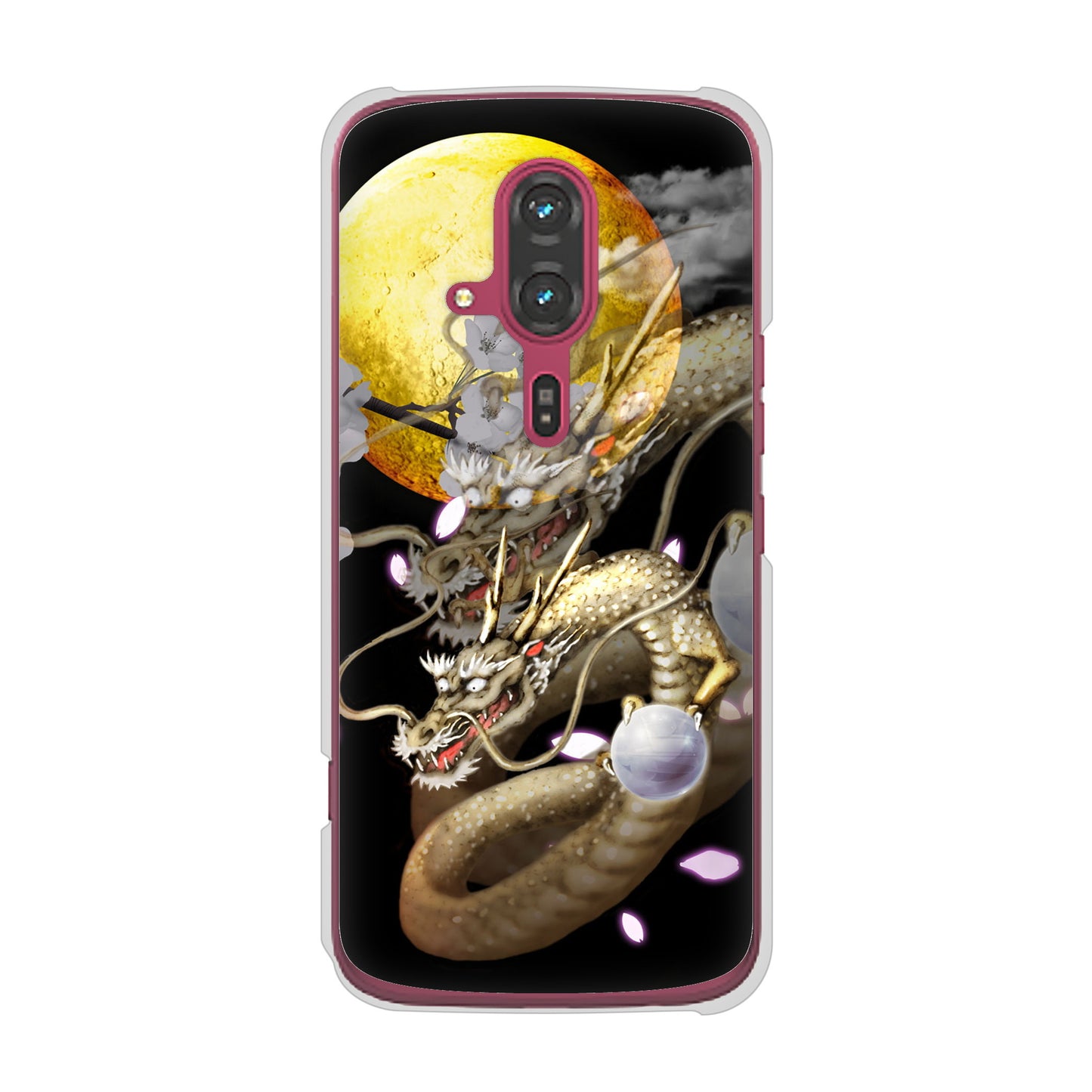 らくらくスマートフォン F-53E docomo 高画質仕上げ 背面印刷 ハードケース龍