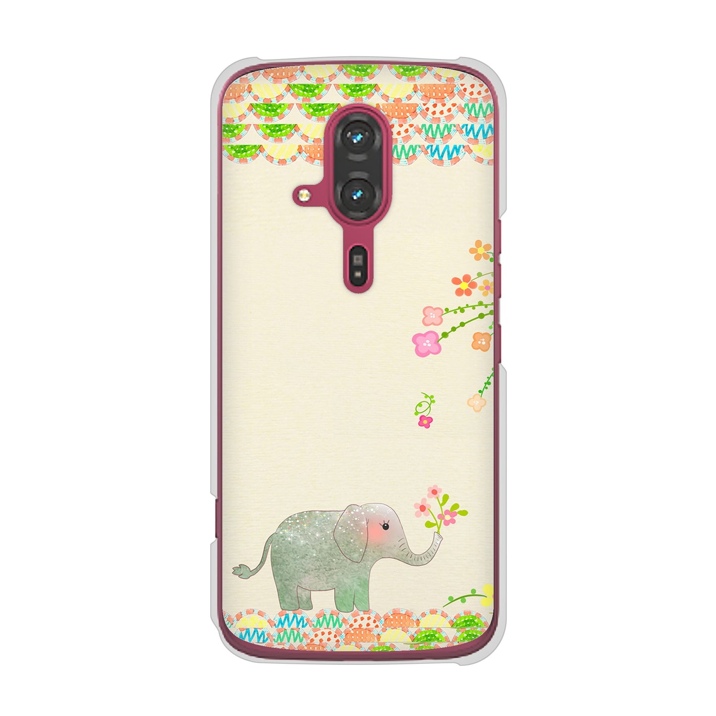 らくらくスマートフォン F-53E docomo 高画質仕上げ 背面印刷 ハードケース 【1039 お散歩ゾウさん】