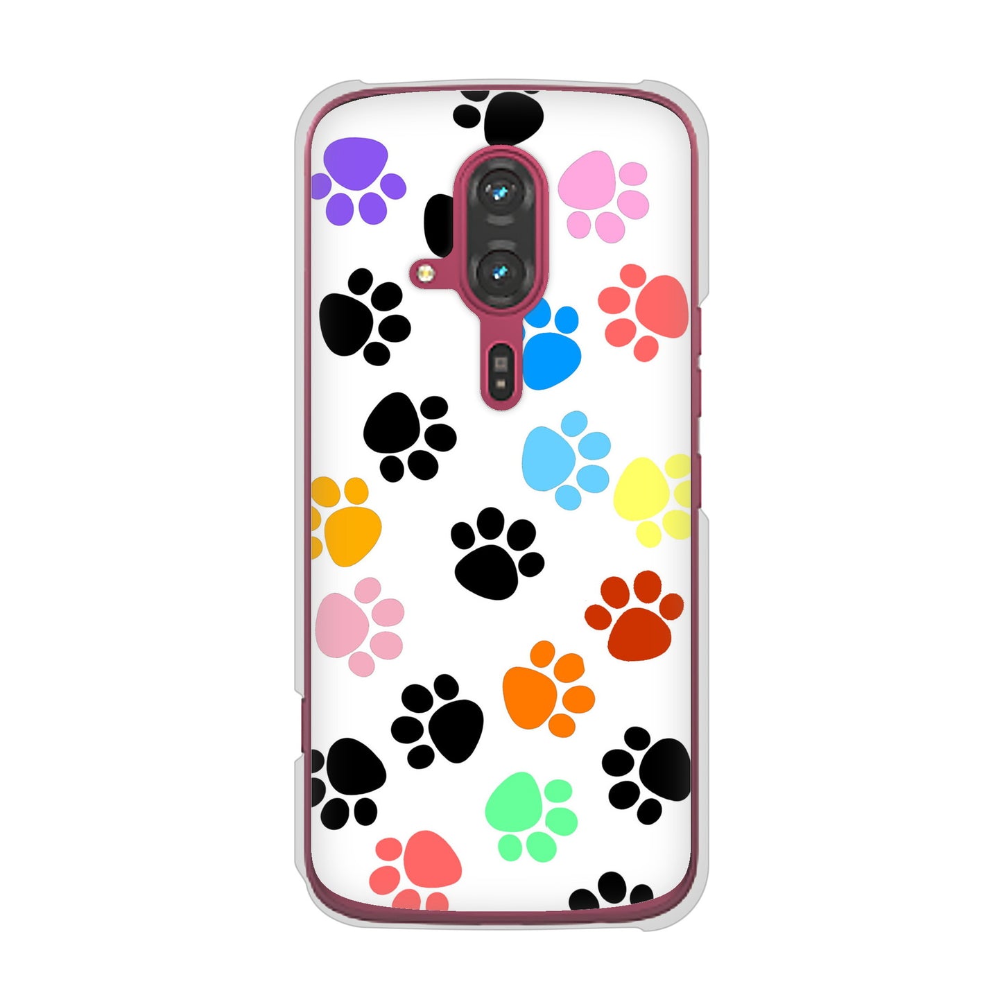 らくらくスマートフォン F-53E docomo 高画質仕上げ 背面印刷 ハードケース 【1108 あしあとカラフル】