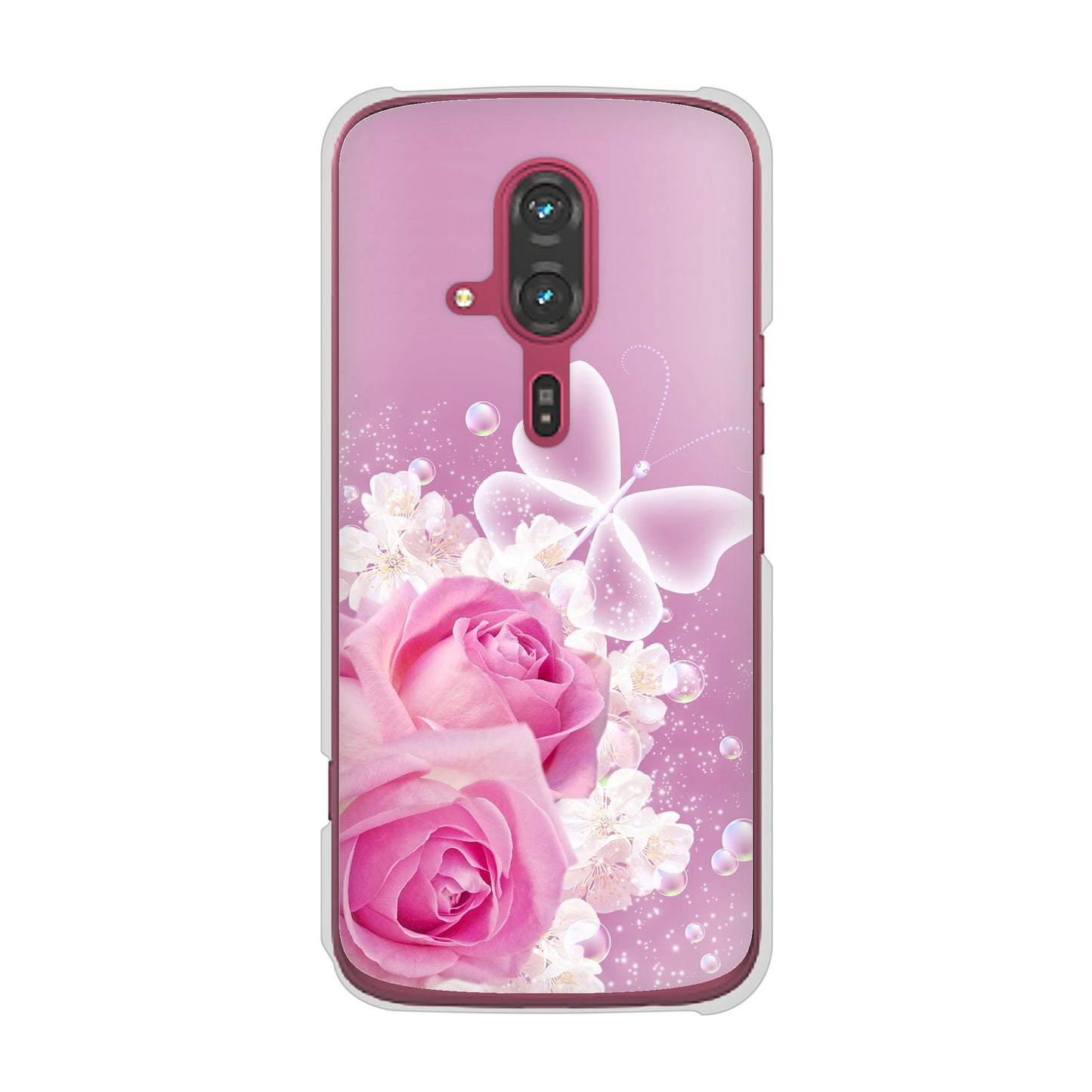 らくらくスマートフォン F-53E docomo 高画質仕上げ 背面印刷 ハードケースロマンチックなバラ