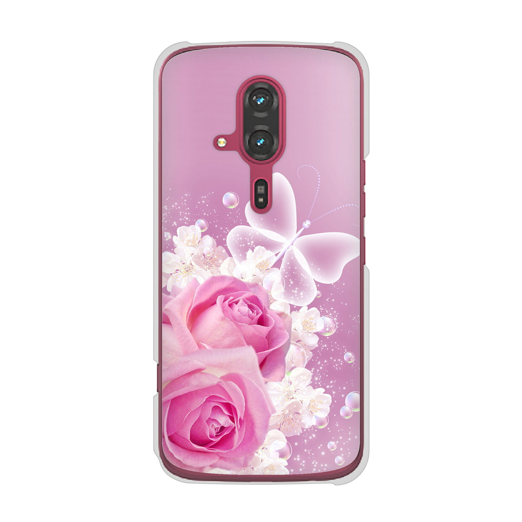 らくらくスマートフォン F-53E docomo 高画質仕上げ 背面印刷 ハードケースロマンチックなバラ