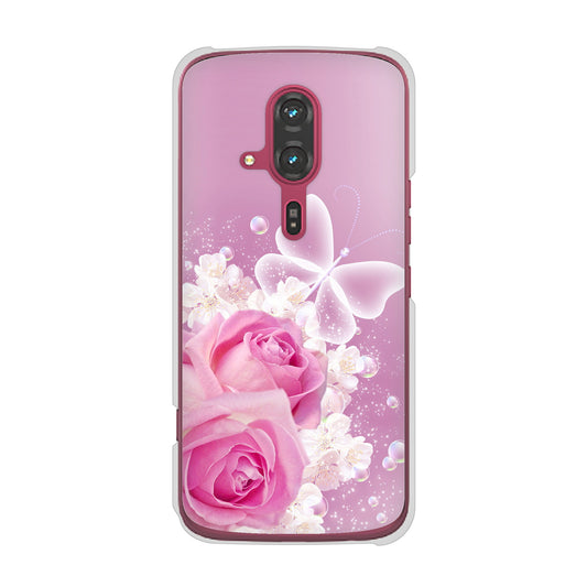 らくらくスマートフォン F-53E docomo 高画質仕上げ 背面印刷 ハードケースロマンチックなバラ