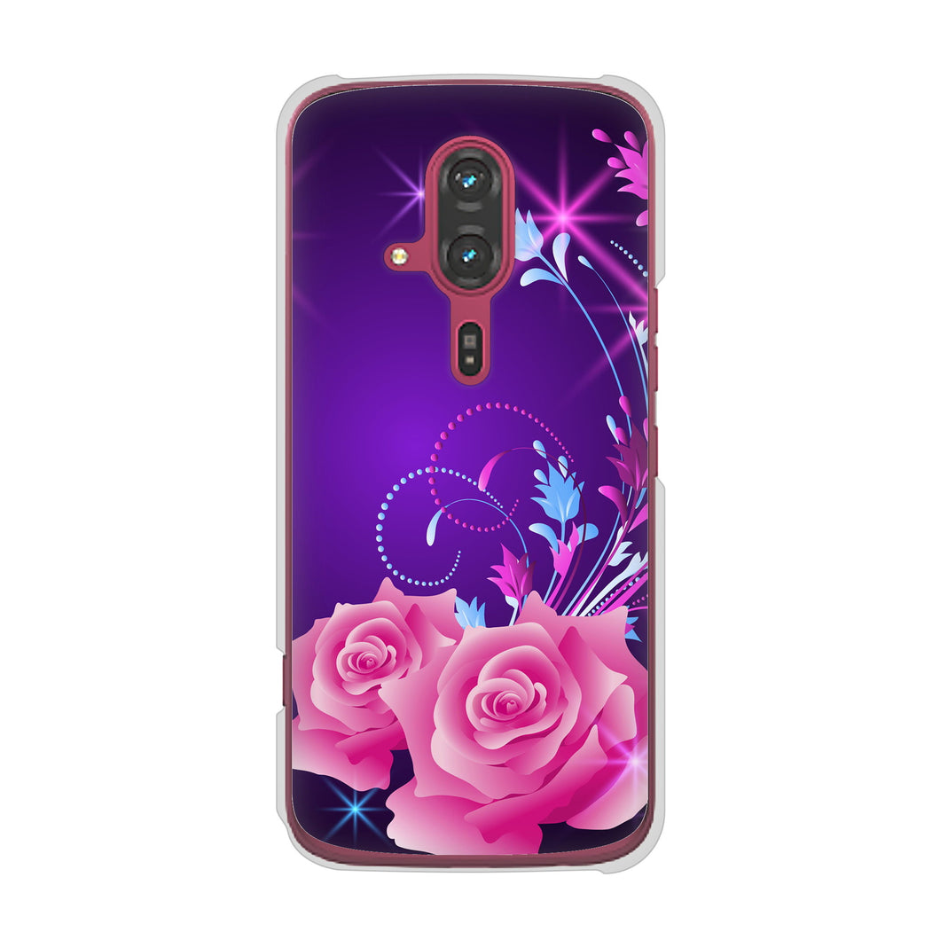 らくらくスマートフォン F-53E docomo 高画質仕上げ 背面印刷 ハードケースロマンチックなバラ