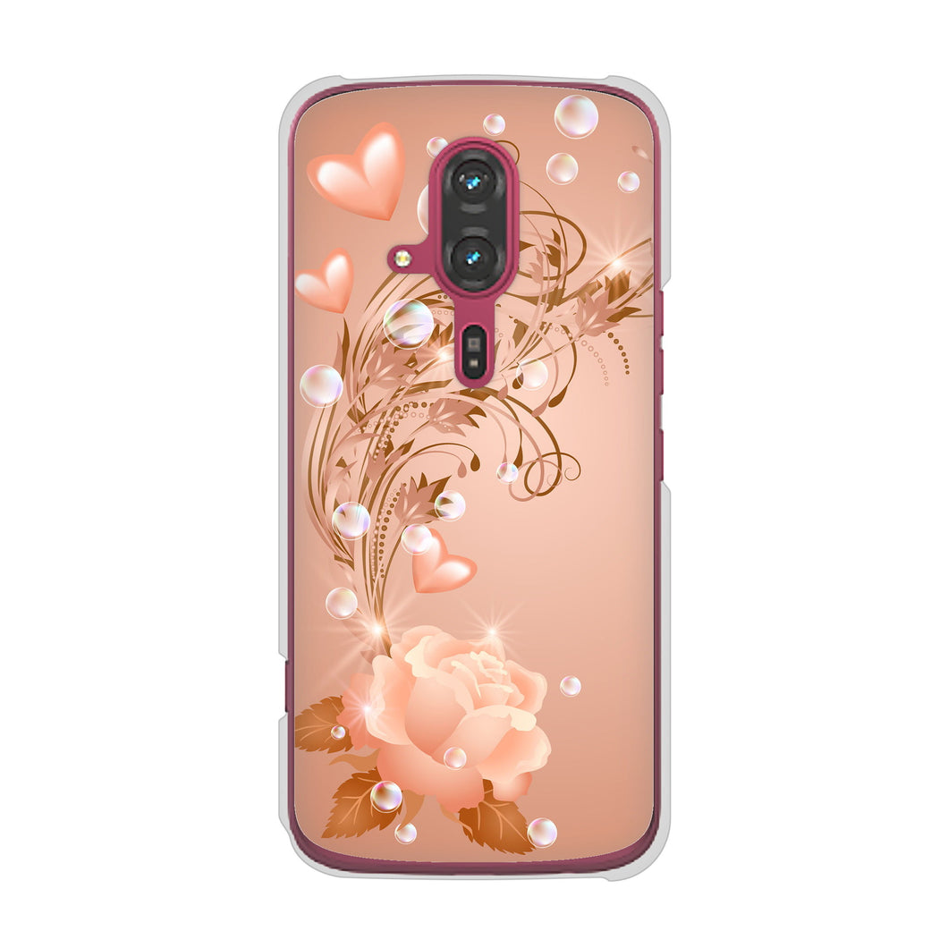 らくらくスマートフォン F-53E docomo 高画質仕上げ 背面印刷 ハードケースロマンチックなバラ