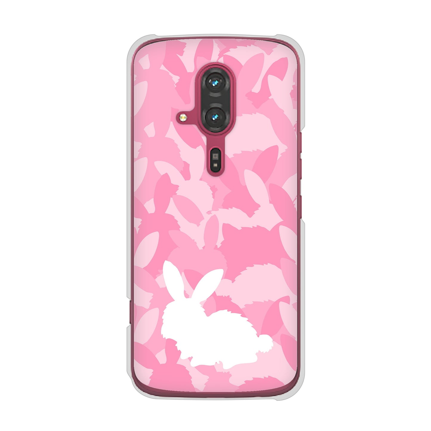 らくらくスマートフォン F-53E docomo 高画質仕上げ 背面印刷 ハードケースむかいあぐる うさぎ迷彩風