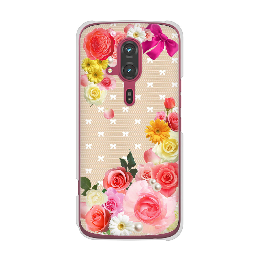 らくらくスマートフォン F-53E docomo 高画質仕上げ 背面印刷 ハードケースロマンチックなバラ