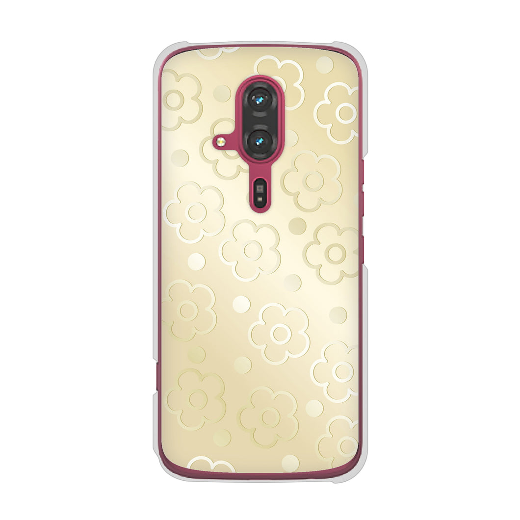 らくらくスマートフォン F-53E docomo 高画質仕上げ 背面印刷 ハードケースエンボス風デイジーシンプル