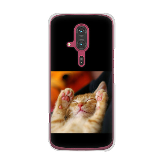 らくらくスマートフォン F-53E docomo 高画質仕上げ 背面印刷 ハードケース 【VA804 爆睡するネコ】