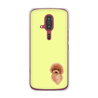 らくらくスマートフォン F-53E docomo 高画質仕上げ 背面印刷 ハードケーストイプードルレッド
