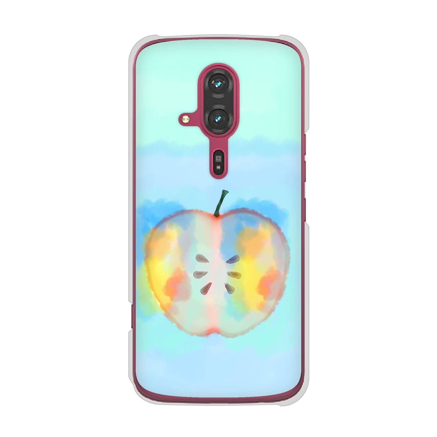 らくらくスマートフォン F-53E docomo 高画質仕上げ 背面印刷 ハードケース 【YJ181 りんご 水彩181】