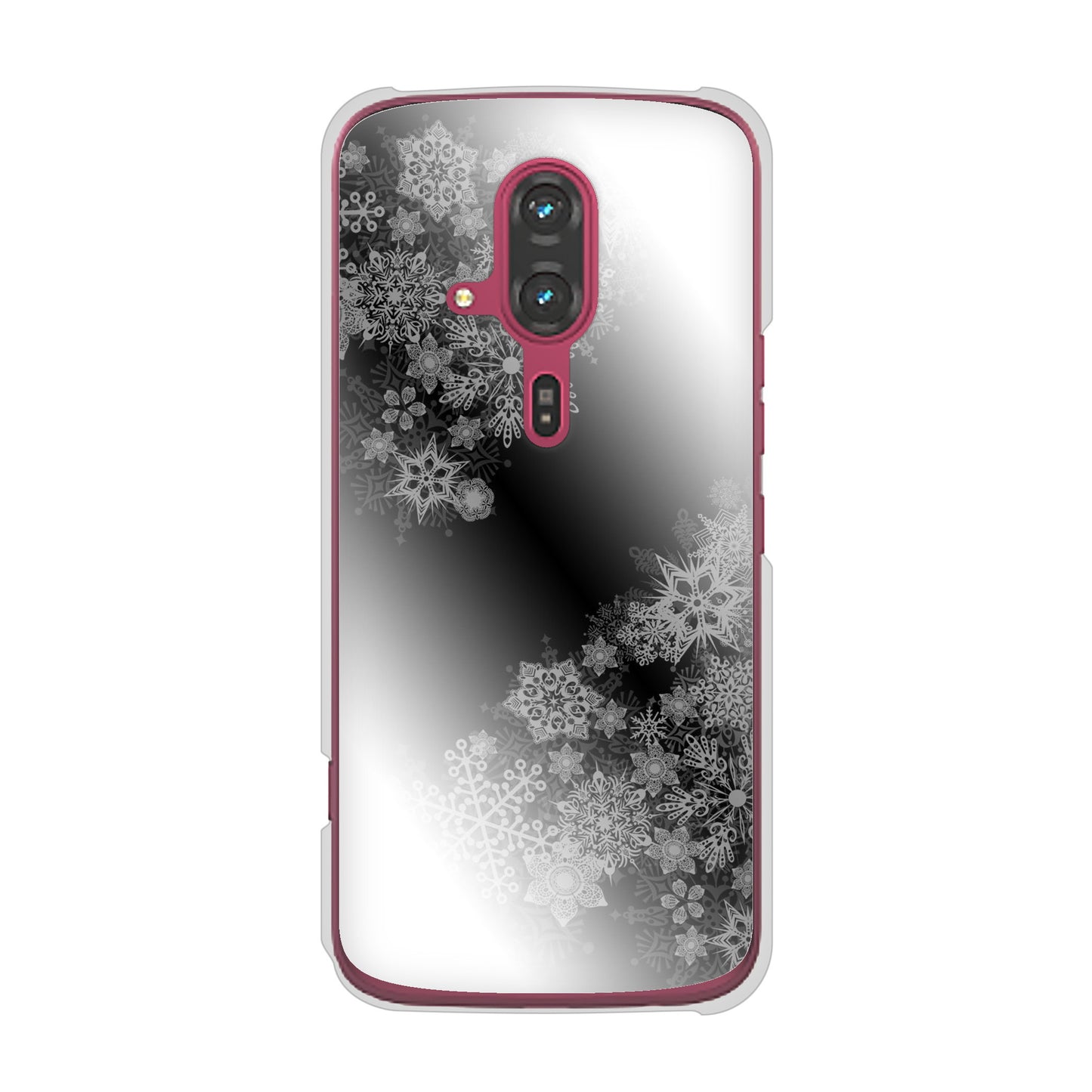 らくらくスマートフォン F-53E docomo 高画質仕上げ 背面印刷 ハードケース 【YJ340 モノトーン 雪の結晶 】