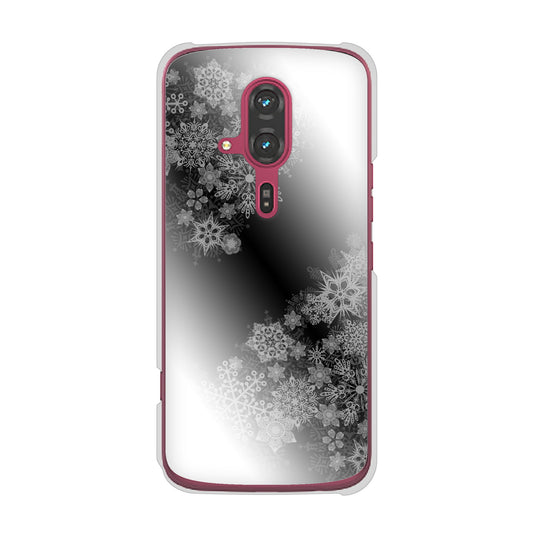 らくらくスマートフォン F-53E docomo 高画質仕上げ 背面印刷 ハードケース 【YJ340 モノトーン 雪の結晶 】