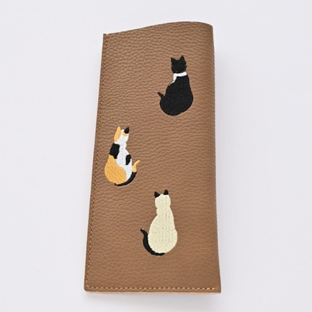 刺繍 うしろむき猫 メガネケース