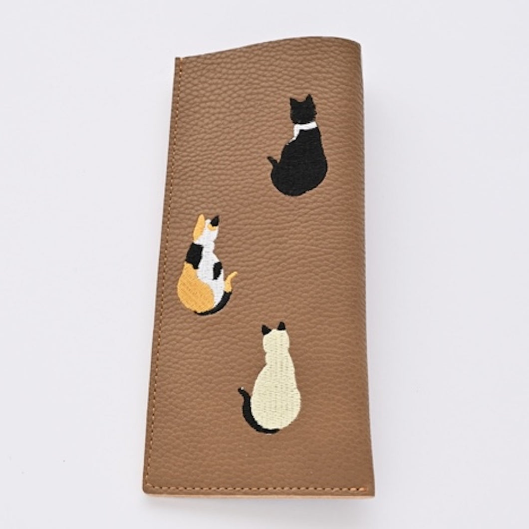 刺繍 うしろむき猫 メガネケース