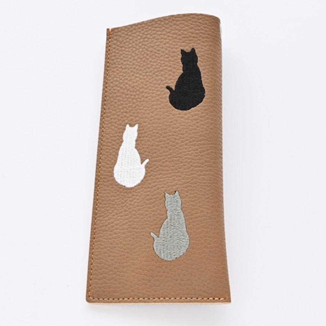 刺繍 うしろむき猫 メガネケース