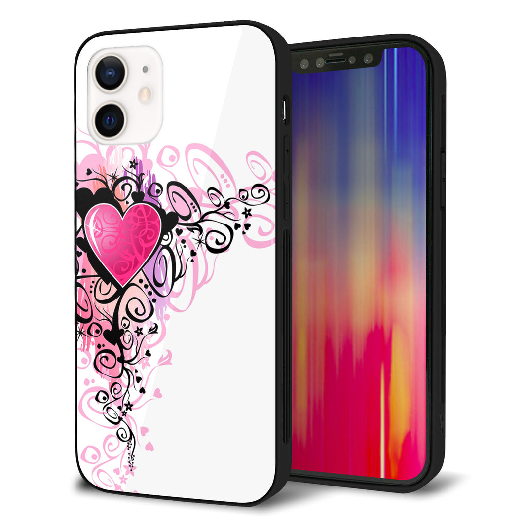 iPhone12 強化ガラス＆TPUスマホケース ガラプリ【007 スタイリッシュハート】