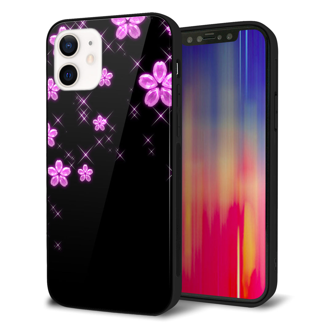 iPhone12 強化ガラス＆TPUスマホケース ガラプリ【019 桜クリスタル】