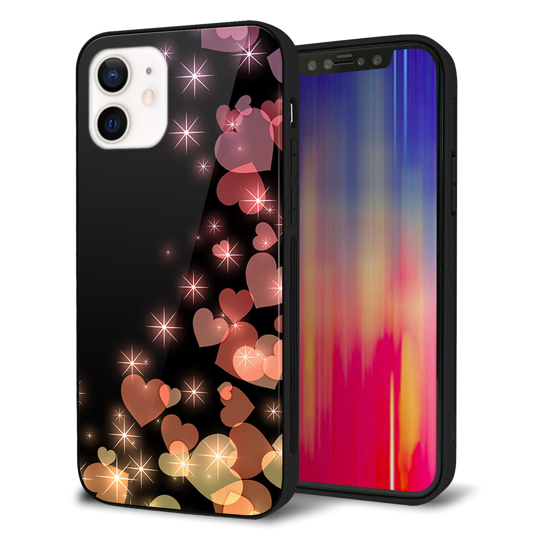 iPhone12 強化ガラス＆TPUスマホケース ガラプリ【020 夜のきらめきハート】