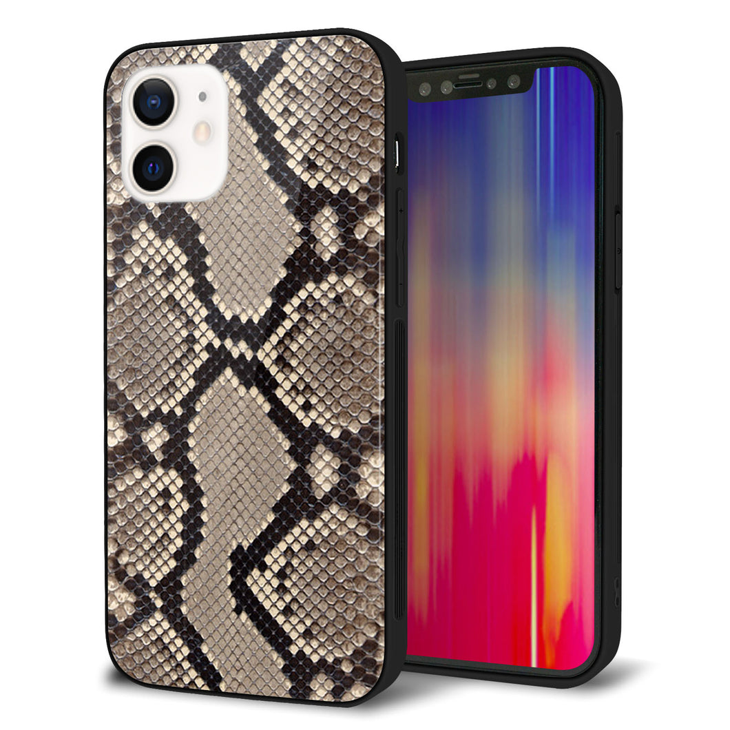 iPhone12 強化ガラス＆TPUスマホケース ガラプリ【049 ヘビ柄】