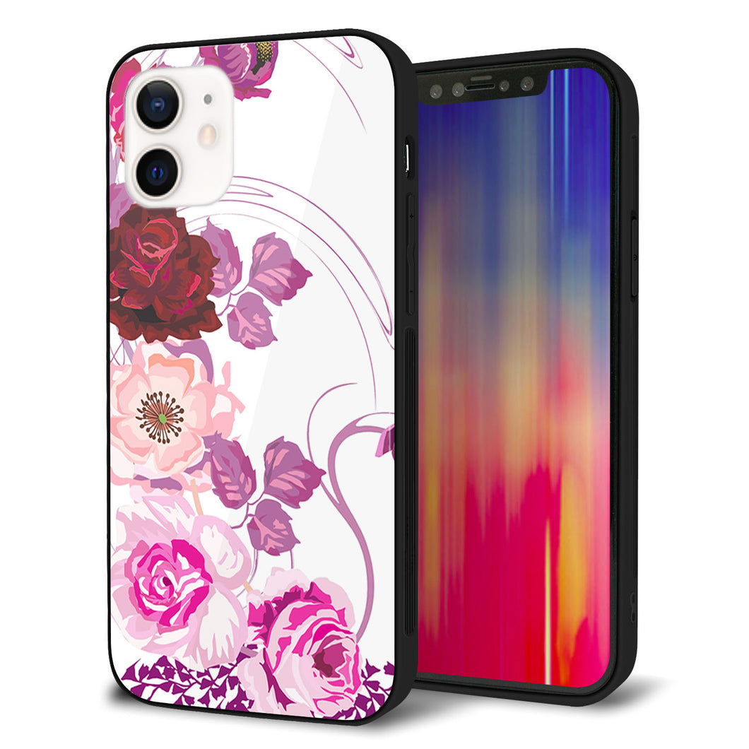 iPhone12 強化ガラス＆TPUスマホケース ガラプリ【116 ６月のバラ】
