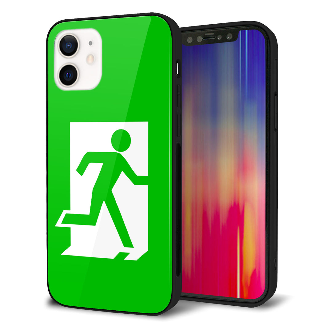 iPhone12 強化ガラス＆TPUスマホケース ガラプリ【163 非常口】