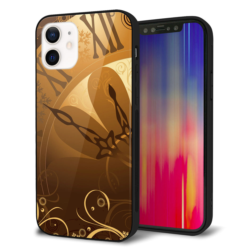iPhone12 強化ガラス＆TPUスマホケース ガラプリ【185 時を刻む針】