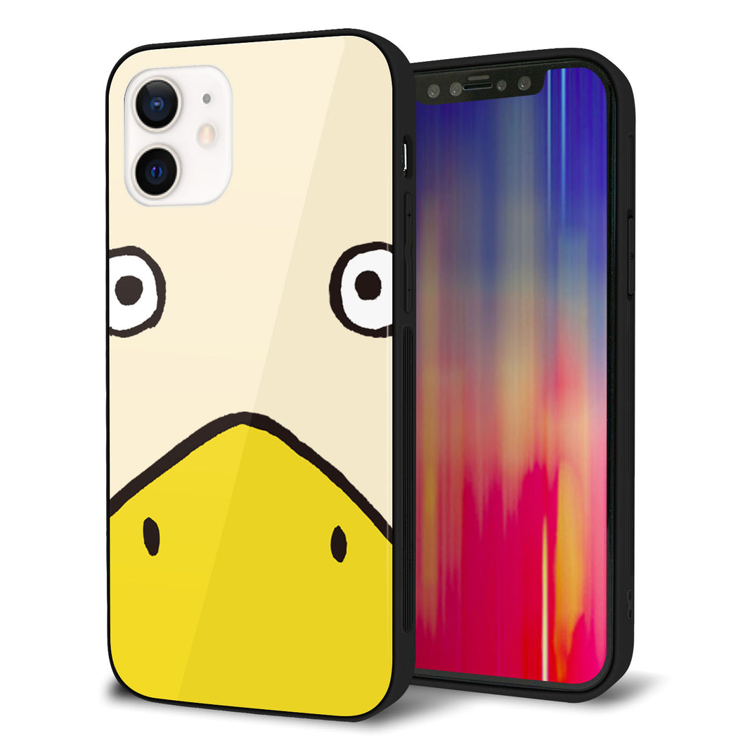 iPhone12 強化ガラス＆TPUスマホケース ガラプリ【347 あひる】
