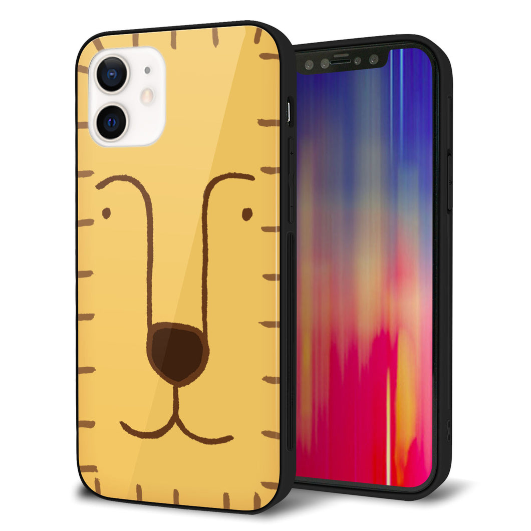 iPhone12 強化ガラス＆TPUスマホケース ガラプリ【356 らいおん】