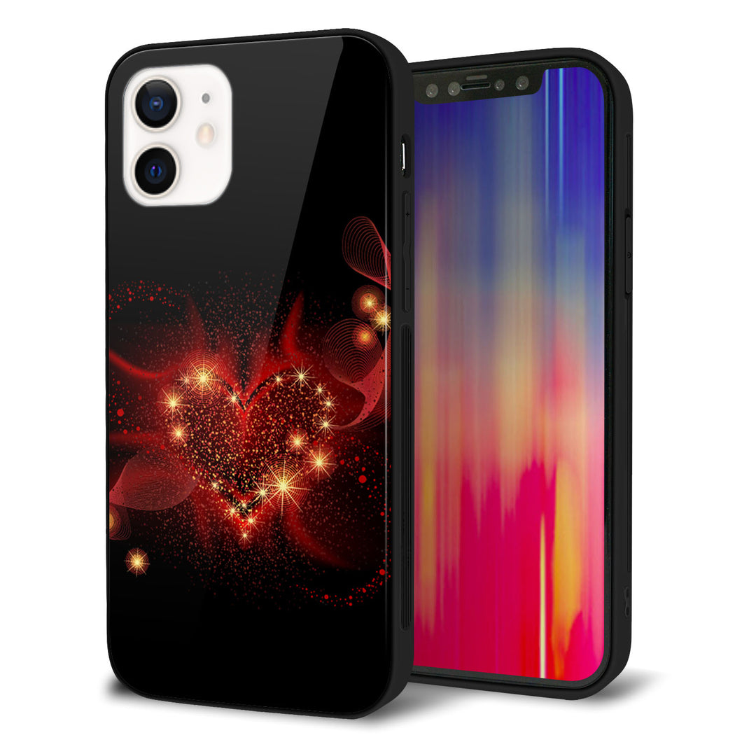 iPhone12 強化ガラス＆TPUスマホケース ガラプリ【382 ハートの創生】