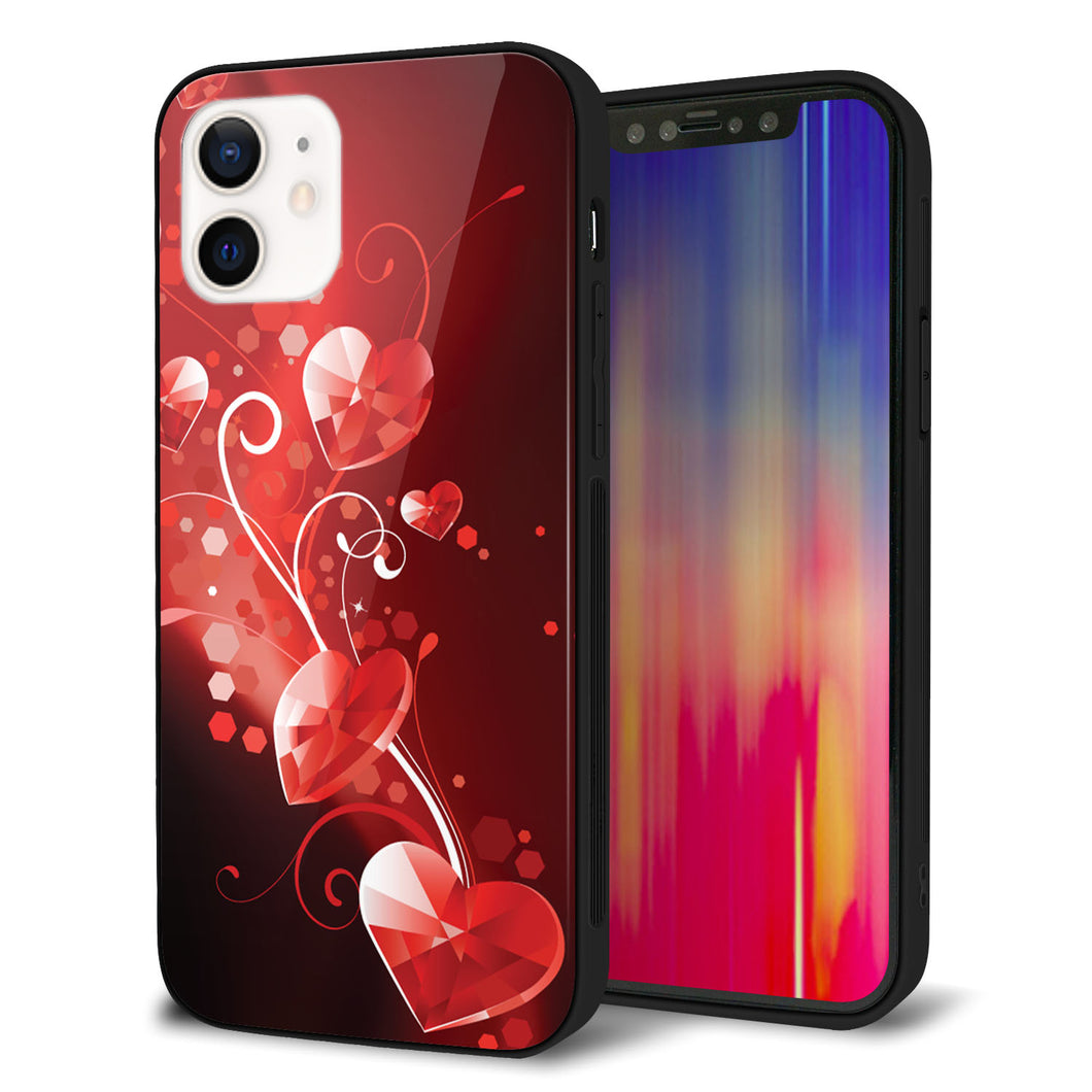 iPhone12 強化ガラス＆TPUスマホケース ガラプリ【385 クリスタルな恋】