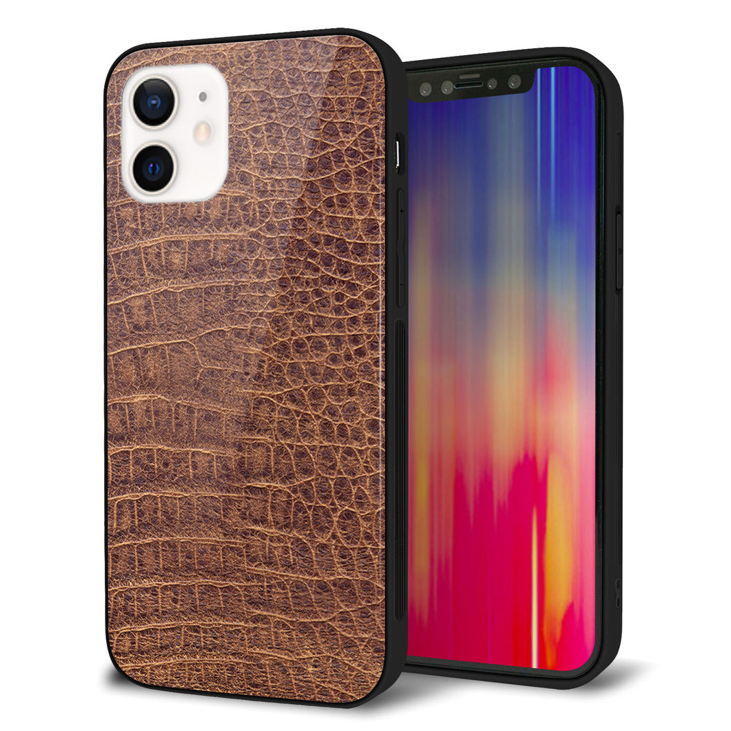 iPhone12 強化ガラス＆TPUスマホケース ガラプリ【463 クロコダイル】