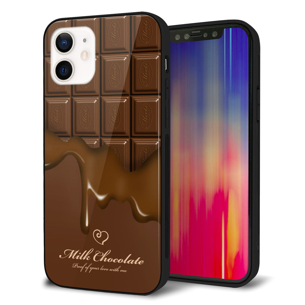 iPhone12 強化ガラス＆TPUスマホケース ガラプリ【536 板チョコ-ハート】