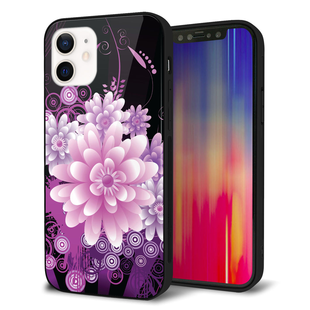 iPhone12 強化ガラス＆TPUスマホケース ガラプリ【564 3Dフラワー】