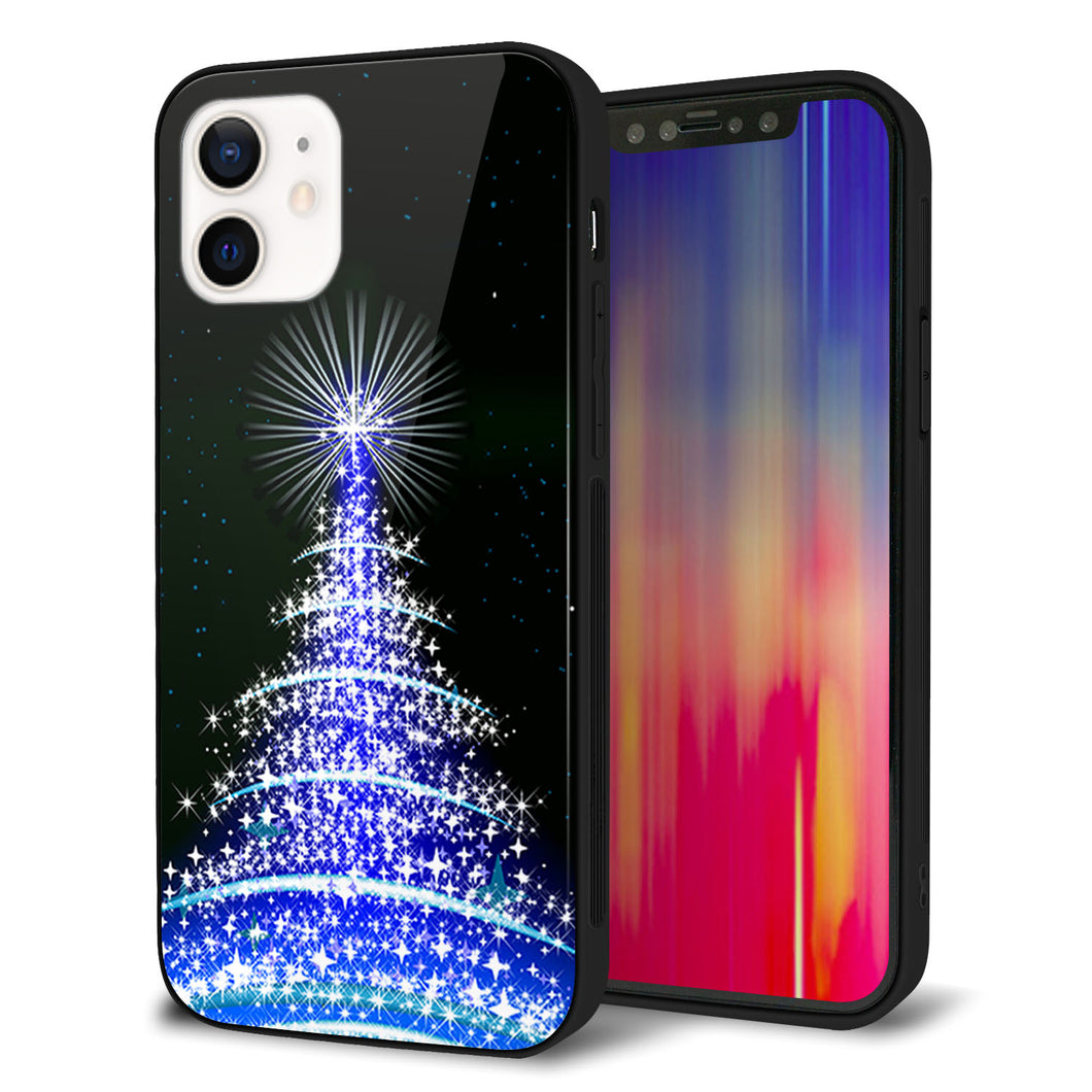 iPhone12 強化ガラス＆TPUスマホケース ガラプリ【589 ブルーライトツリー】