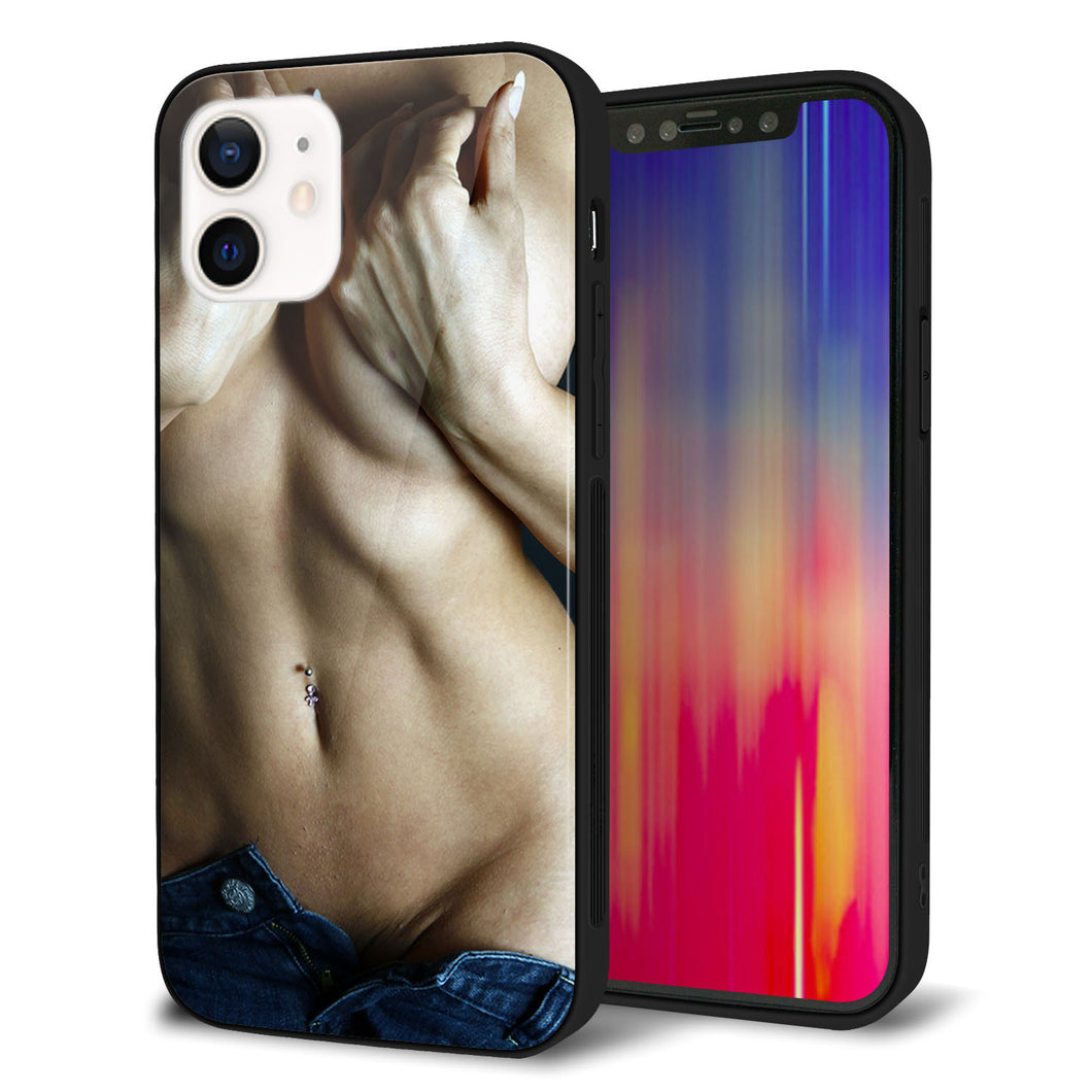 iPhone12 強化ガラス＆TPUスマホケース ガラプリ【602 ボディライン】