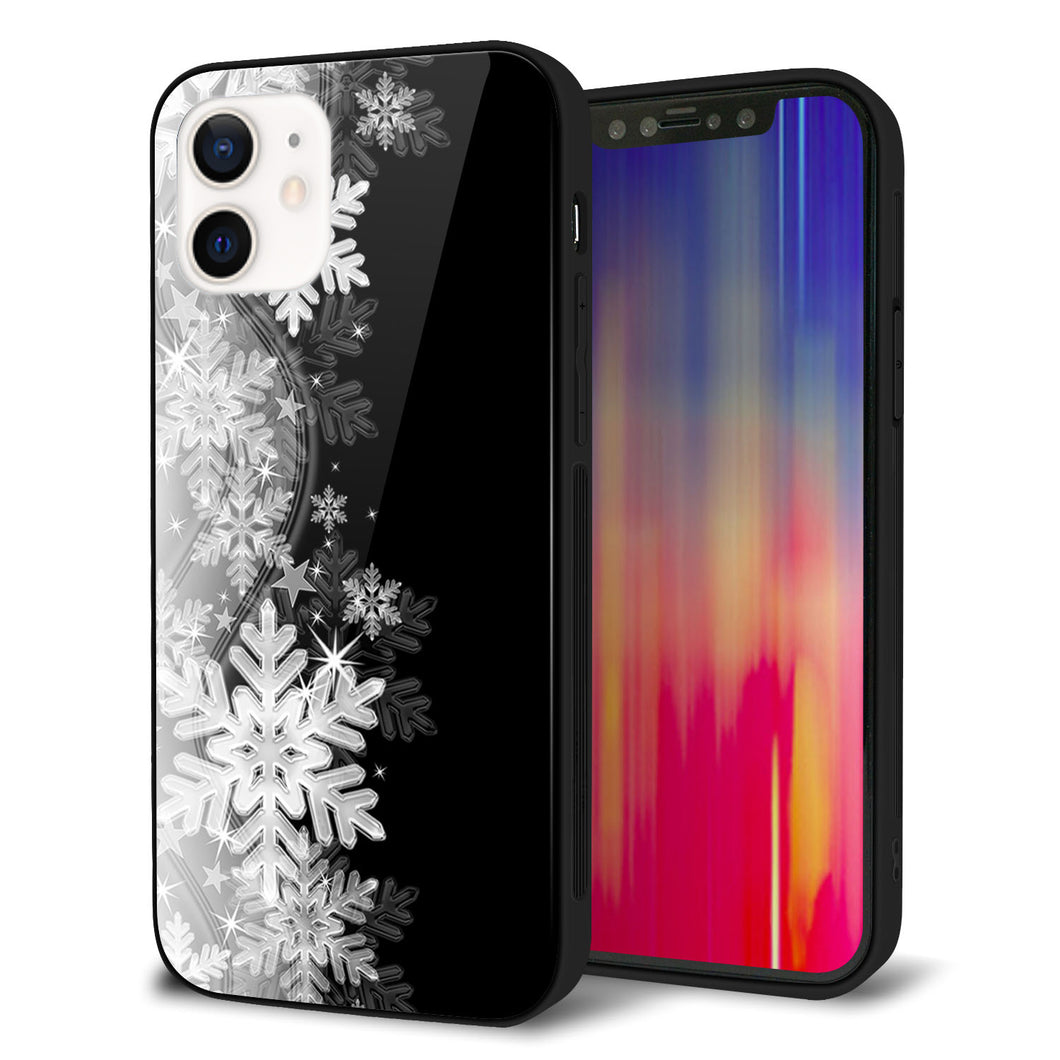 iPhone12 強化ガラス＆TPUスマホケース ガラプリ【603 白銀と闇】