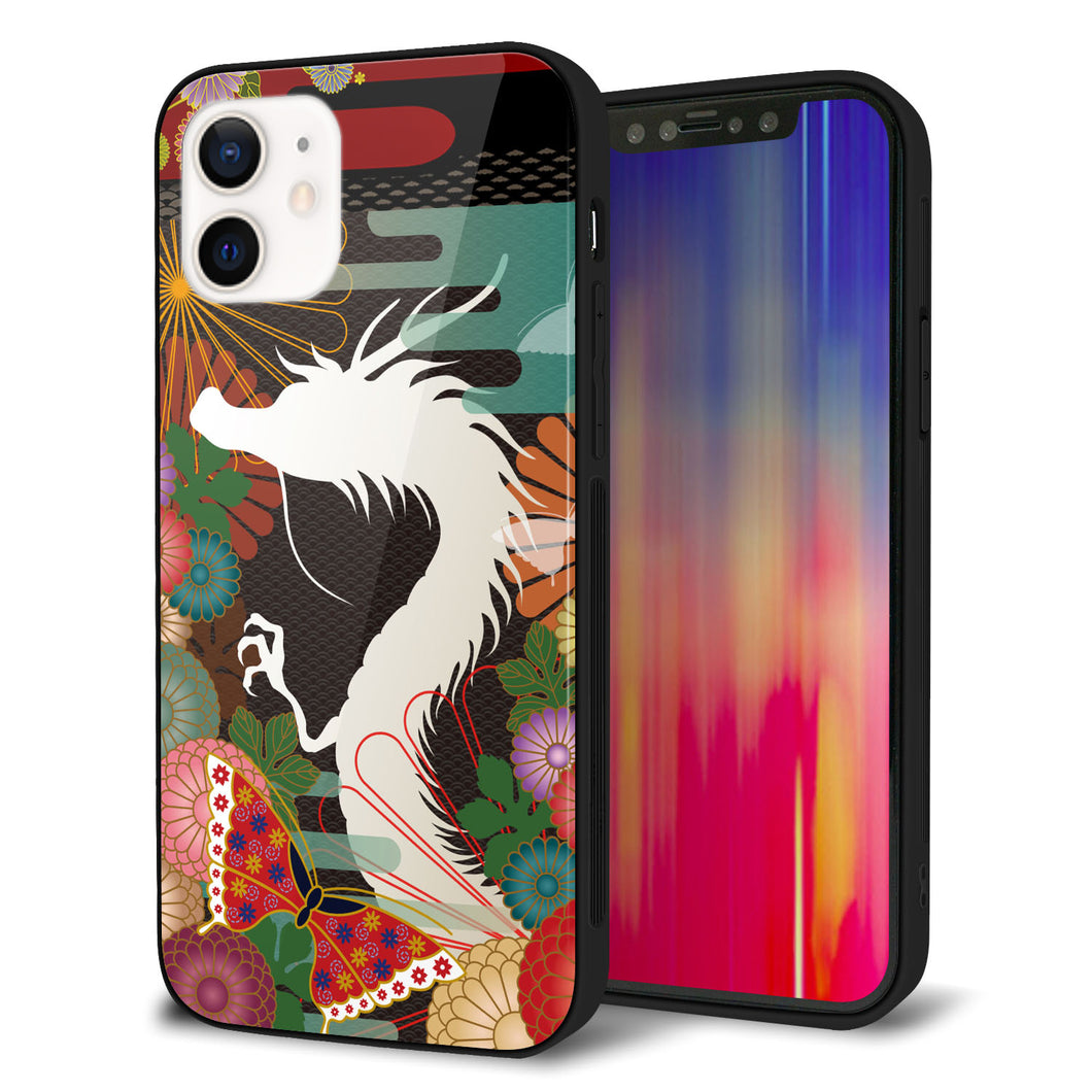 iPhone12 強化ガラス＆TPUスマホケース ガラプリ【635 白龍】