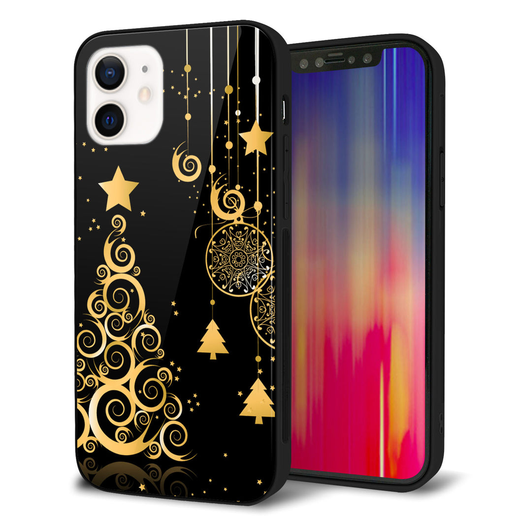 iPhone12 強化ガラス＆TPUスマホケース ガラプリ【721 その他のカラークリスマスツリー】