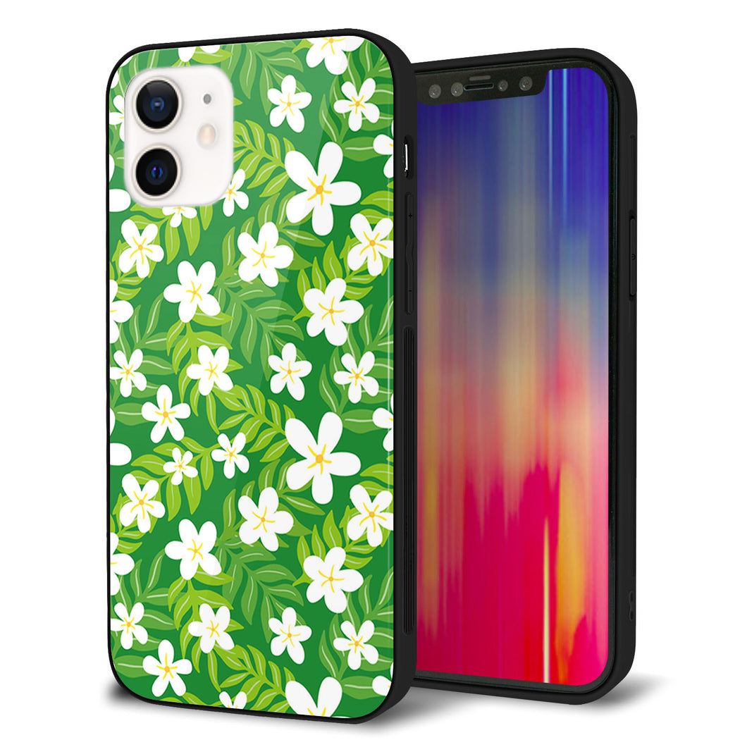 iPhone12 強化ガラス＆TPUスマホケース ガラプリ【760 ジャスミンの花畑】
