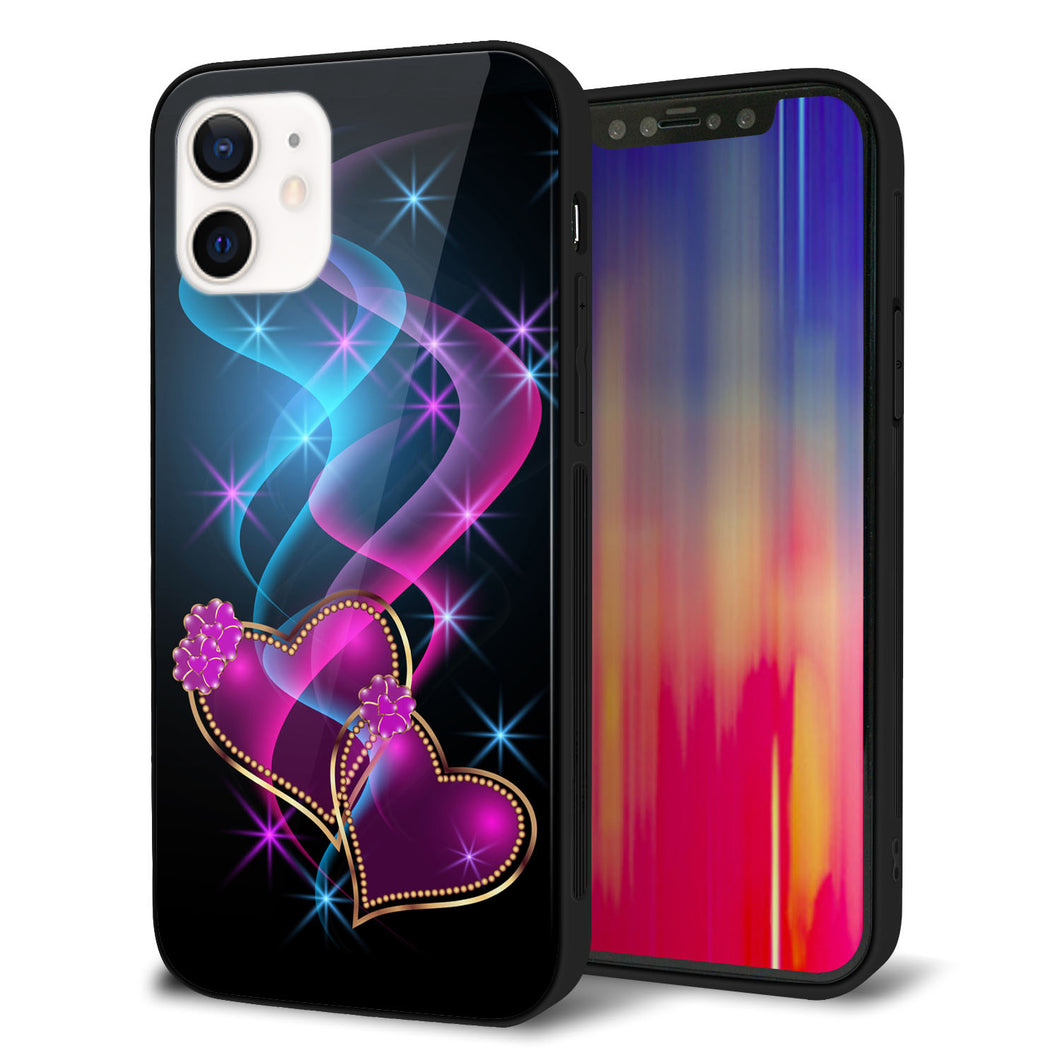 iPhone12 強化ガラス＆TPUスマホケース ガラプリ【1138 ゆれるハート】