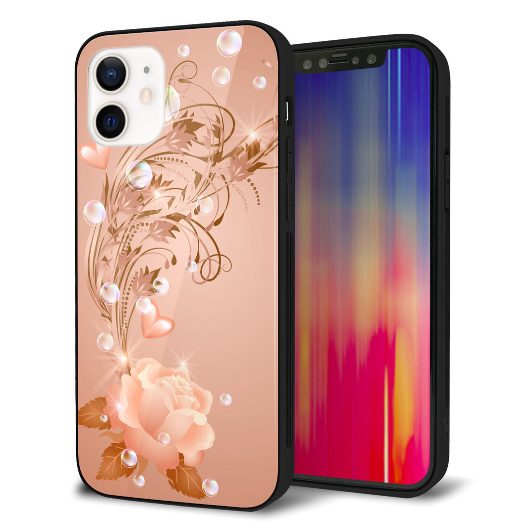 iPhone12 強化ガラス＆TPUスマホケース ガラプリ【1178 ラブリーローズ】