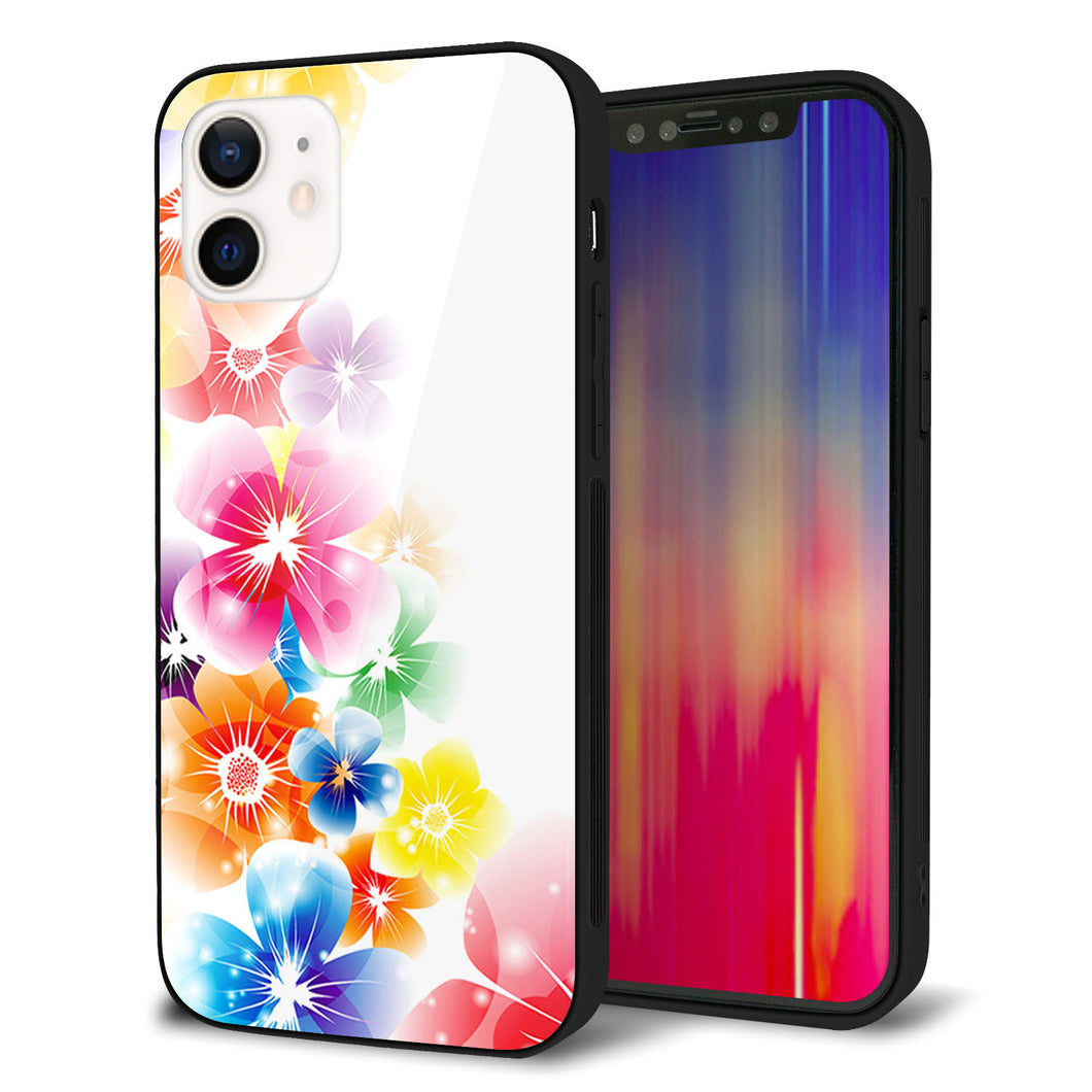 iPhone12 強化ガラス＆TPUスマホケース ガラプリ【1209 光と花】